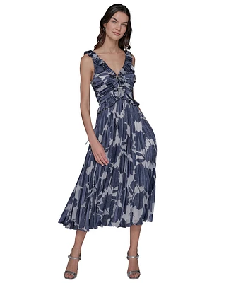 Karl Lagerfeld Paris Women's Floral-Print Pleated Midi Dress