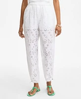 On 34th Women's Cotton Eyelet Pull-On Joggers, Exclusively at Macy's