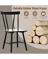 Windsor Style Armless Chairs with Solid Rubber Wood Frame