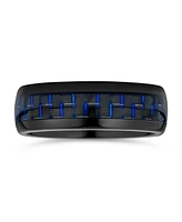 Bling Jewelry Opalescent Inlay Titanium Promise Band Ring Black Silver Tone 8MM