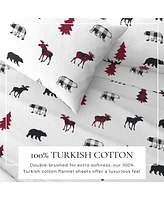 Turkish Cotton Double-Brushed Lodge Printed Flannel Bed Sheet Set