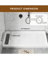 Casainc 60"W X 36"D Solid Surface Single Threshold Shower Base Anti-Slip Shower Pan