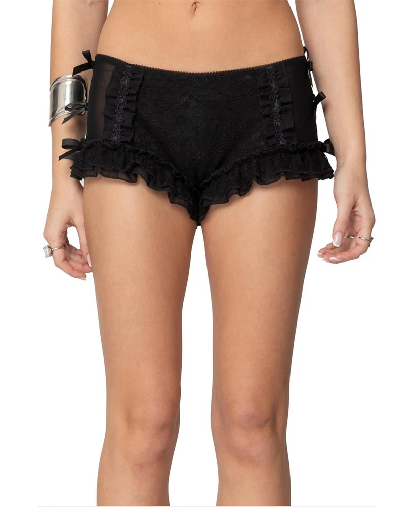 Edikted Women's Knox Ruffle Micro Shorts