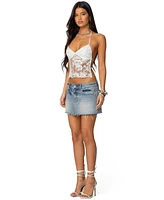 Edikted Women's Nyx Backless Sheer Lace Top