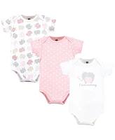 Hudson Baby Girls Cotton Bodysuits, Multi Color Mommy Elephant, Preemie