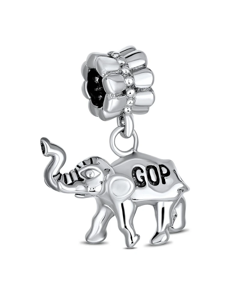 Bling Jewelry Republican Elephant Dangle Charm Bead Sterling Silver European Bracelet