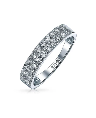 Bling Jewelry Micro Pave Cubic Zirconia Cz Stackable Band Ring .925 Sterling Silver 3MM