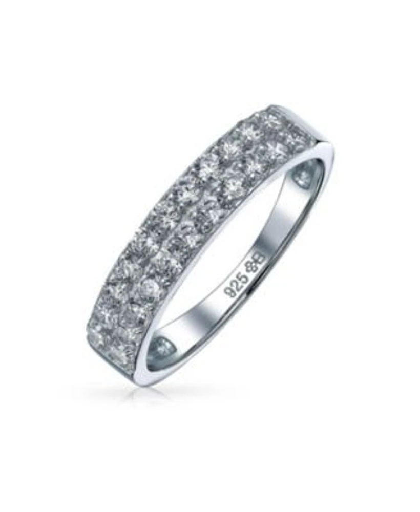 Bling Jewelry Micro Pave Cubic Zirconia Cz Stackable Band Ring .925 Sterling Silver 3MM