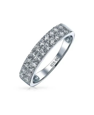 Bling Jewelry Micro Pave Cubic Zirconia Cz Stackable Band Ring .925 Sterling Silver 3MM