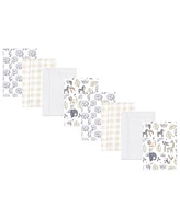 Hudson Baby Boys and Girls Cotton Poly Flannel Burp Cloths 8-Pack, Neutral Safari, One Size