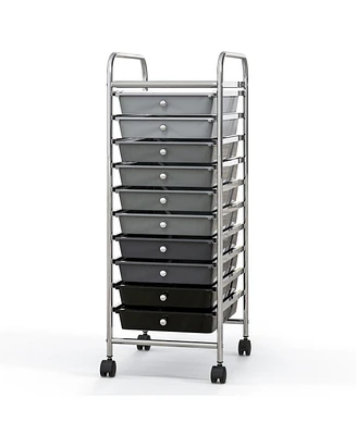 10 Drawer Rolling Storage Cart Organizer with 4 Universal Casters-Gradient