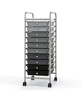 10 Drawer Rolling Storage Cart Organizer with 4 Universal Casters-Gradient