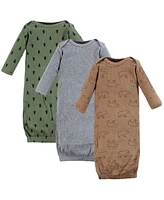 Hudson Baby Baby Boys Hudson Thermal Gown 3pk, Bear Tree