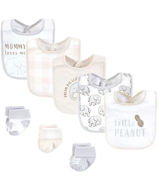 Hudson Baby Cotton Bib and Sock Set, Little Peanut, One Size
