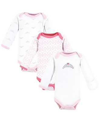Luvable Friends Baby Girls Preemie Long Sleeve Bodysuits 3pk, Tiara, Preemie
