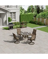 Mondawe Outdoor Cast Aluminum Swivel Rocking Chair with Textilene Seat and High Back (Set of 2)