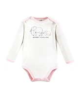 Touched by Nature Baby Girls Cotton Long-Sleeve Bodysuits, Pink Peanut, Preemie