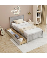 Twin Size Bed Frame with Storage Drawers
