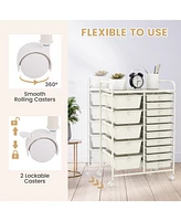 15-Drawer Utility Rolling Organizer Cart Multi-Use Storage