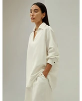 Lilysilk Women's Oversized Silk-Linen Blend Shirt