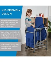 ECR4Kids The Surf Portable Lap Desk with Mobile Storage Cart, Peacock Blue, 10-Pack