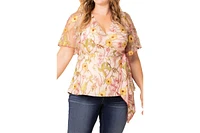 Kiyonna Plus Rosalie Embroidered Wrap Top