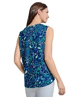 Jones New York Women's Printed V-Neck Top