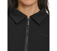 Calvin Klein Women's French Terry Collared Half-Zip Pullover Top