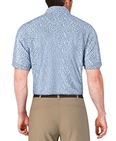 Pga Tour Men's Short Sleeve Micro Geo Print Golf Polo Shirt