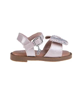Bebe Toddler Girls Charm and Bow with Rhinestones Sandals