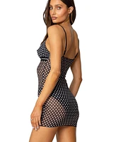 Edikted Women's Polka Sheer Mesh Mini Dress