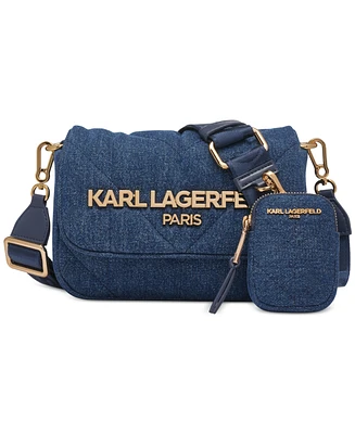 Karl Lagerfeld Paris Voyage Quilted Denim Crossbody Bag