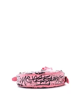 Pre-Owned Balenciaga Xs Le Cagole Graffiti Giant Studs Shoulder Bag Leather