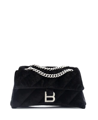 Pre-Owned Balenciaga Medium Crush Chain Flap Bag Quilted Velvet