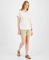 Tommy Hilfiger Women's Cotton Tonal-Plaid Short-Sleeve Shirt