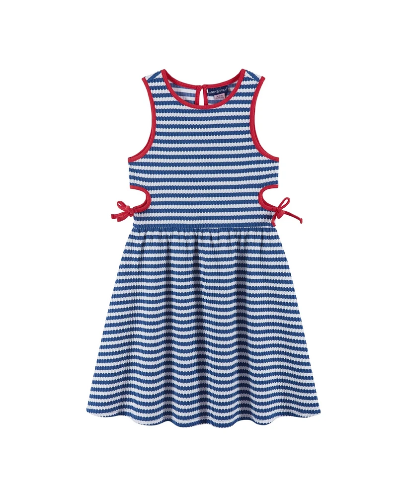 Andy & Evan Big Girls Toddler/Child Navy Striped Textured Rib Knit Dress