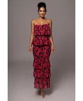 Jluxlabel Women's Floral Casa Blanca Ruffle Dress