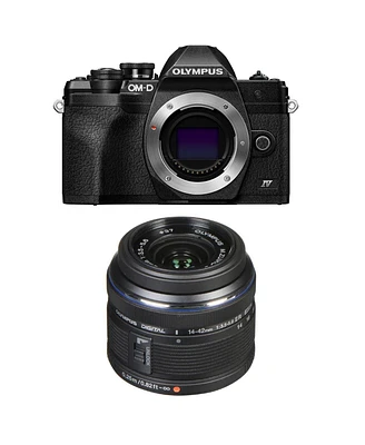 Olympus Om-d E-M10 Mark Iv Mirrorless Camera, Black with Olympus M. Zuiko 14-42mm f/3.5-5.6 Ii R Lens, Black