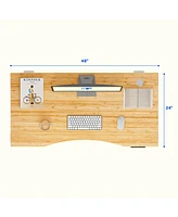 Flexispot E7-commercial W Electric Adjustable Standing Desk, Curved Bamboo Top