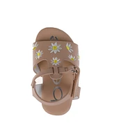 Bebe Toddler Girls Denim and Embroidered Flowers Sandals