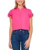 CeCe Women's Flutter-Sleeve Button-Front Blouse