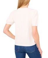 CeCe Women's Bow-Trim Short-Sleeve Sweater