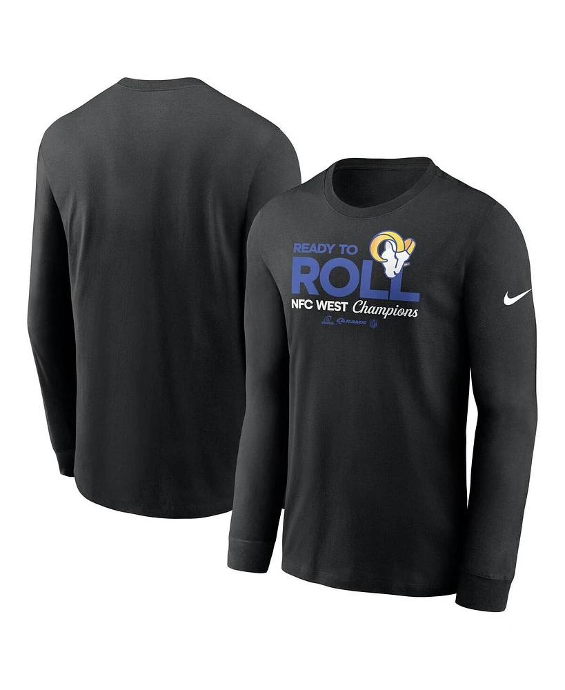 Nike Men's Black Los Angeles Rams 2024 Nfc West Division Champions Locker Room Trophy Collection Long Sleeve T-Shirt