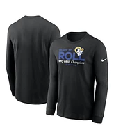 Nike Men's Black Los Angeles Rams 2024 Nfc West Division Champions Locker Room Trophy Collection Long Sleeve T-Shirt
