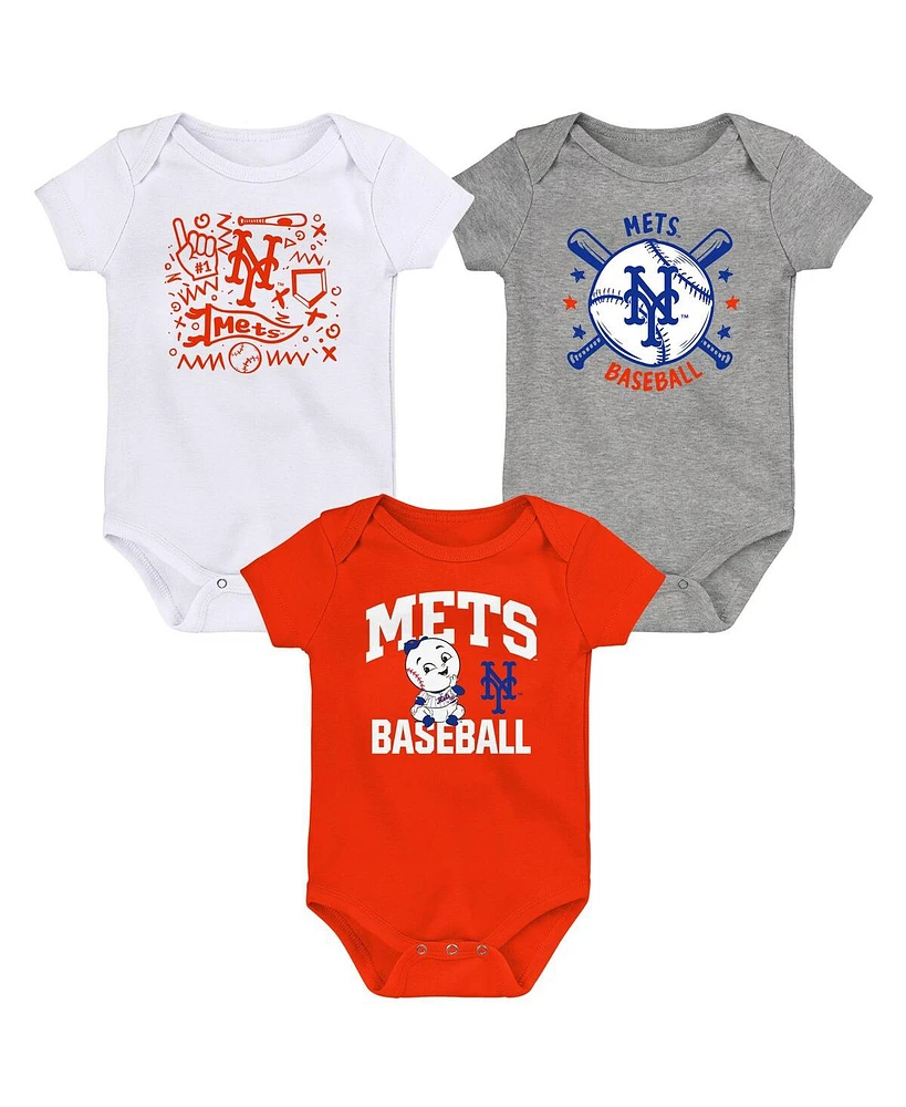Outerstuff Newborn New York Mets Batter Up Bodysuit 3-Pack
