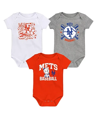 Outerstuff Newborn New York Mets Batter Up Bodysuit 3-Pack
