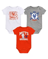 Outerstuff Newborn New York Mets Batter Up Bodysuit 3-Pack