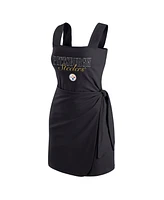 Wear by Erin Andrews Women's Black Pittsburgh Steelers Wrap Dress