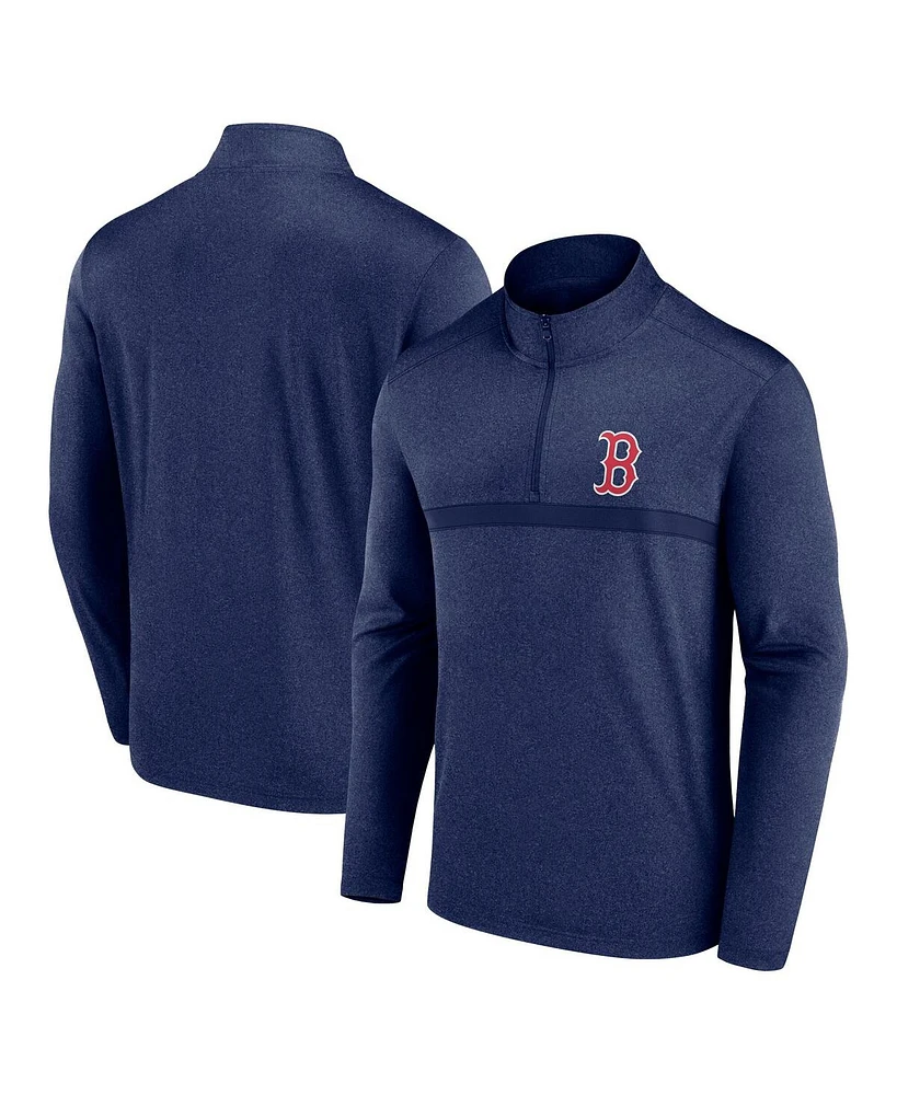 Fanatics Men's Heather Navy Boston Red Sox Head-to-Head Quarter-Zip Pullover Sweatshirt