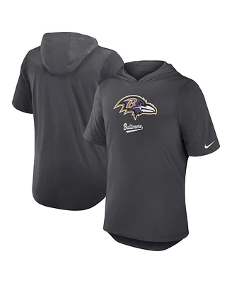 Nike Men's Anthracite Baltimore Ravens Tri-Blend Performance Hoodie T-Shirt